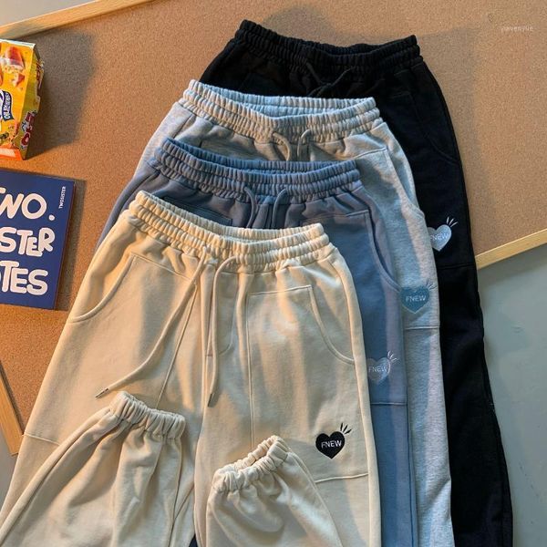 

men's pants pure color simple embroidery sports trousers, Black