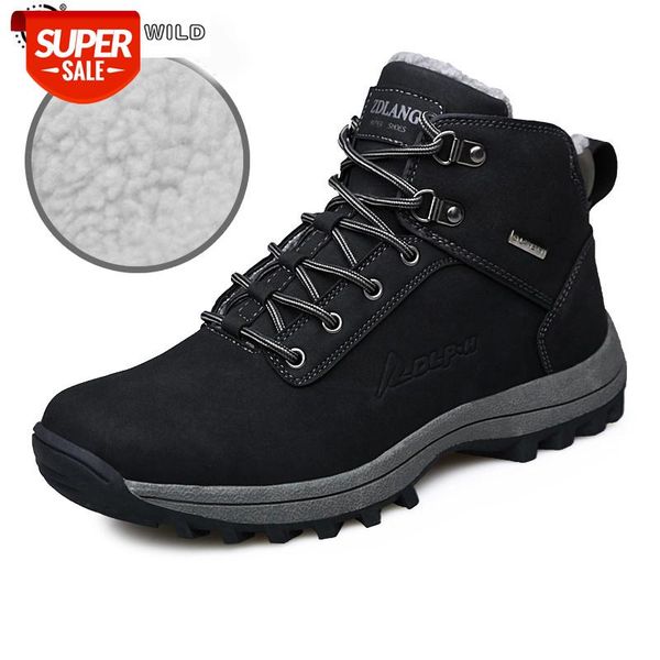 

winter shoes men fashion pu leather plush warm lace up waterproof casual shoe high mens ankle snow boots #6y8h