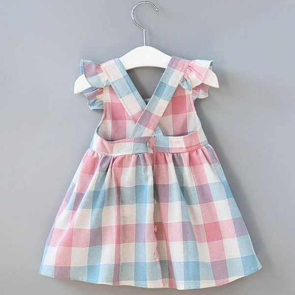 

girl's dresses 2021 summer girls' dress korean strap plaid casual sleeveless party princess cute children's baby kids girls c, Red;yellow