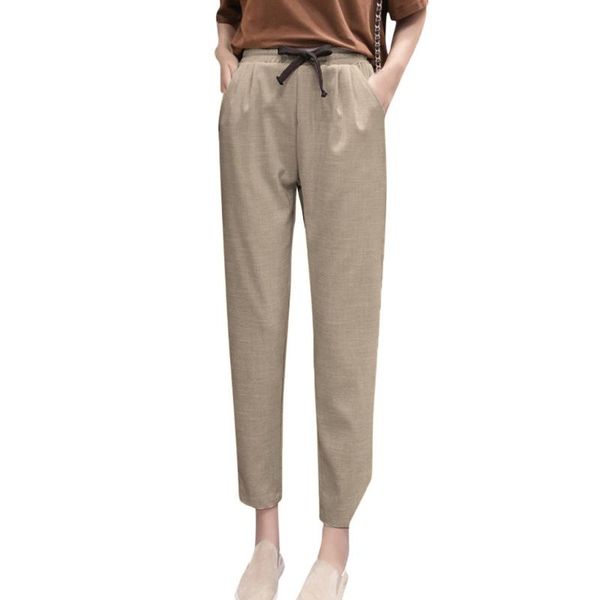 

women's pants & capris ostrich loose high waist thin women 2021 spring autumn fashion simple casual solid girls all-match fresh t7, Black;white