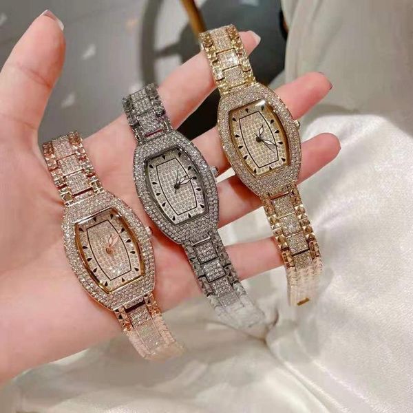 

wristwatches 2021 diamond ladies watch quartz fashion women watches with rhinestone crystal dress wristwatch for, Slivery;brown