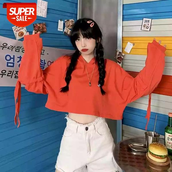 

Streetwear Short Tshirt Women T Shirt Niche Design Sleeves Strap Short Sweater Women 2020 New Loose Korean Style Lazy Wind Top #QD36, White