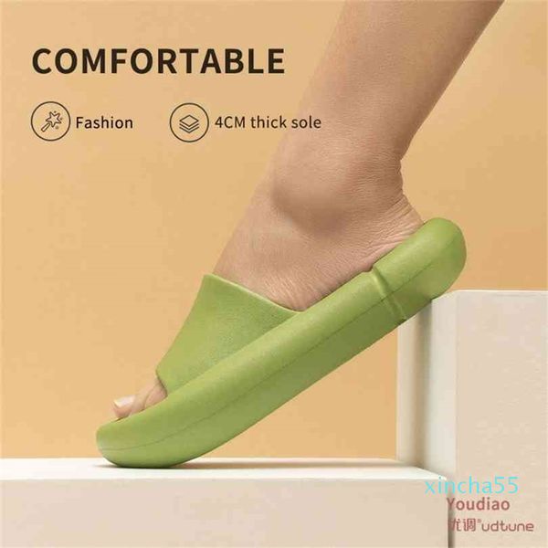 

utune eva platform sippers women summer indoor home slides for mute soft non-slip sandals men poop feeling shoes 2021, Black