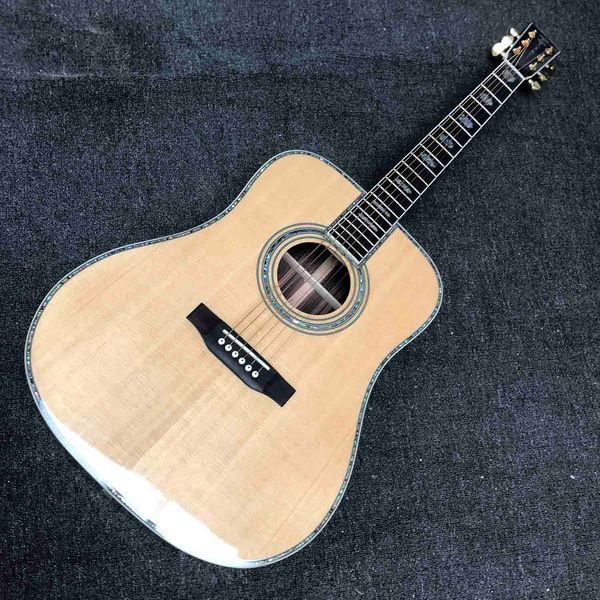 

custom all abalone binding ebony fingerboard d shape acoustic guitar