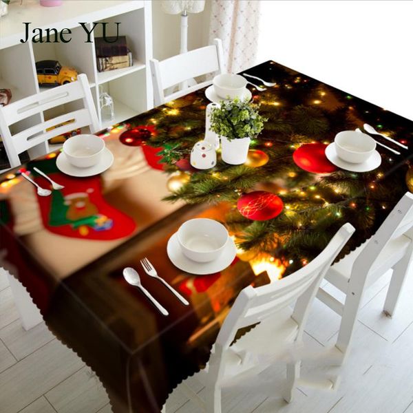 

janeyuchristmas tree fruit dust-proof bedside table cloth 3d tablecloth mat environmental protection tasteless