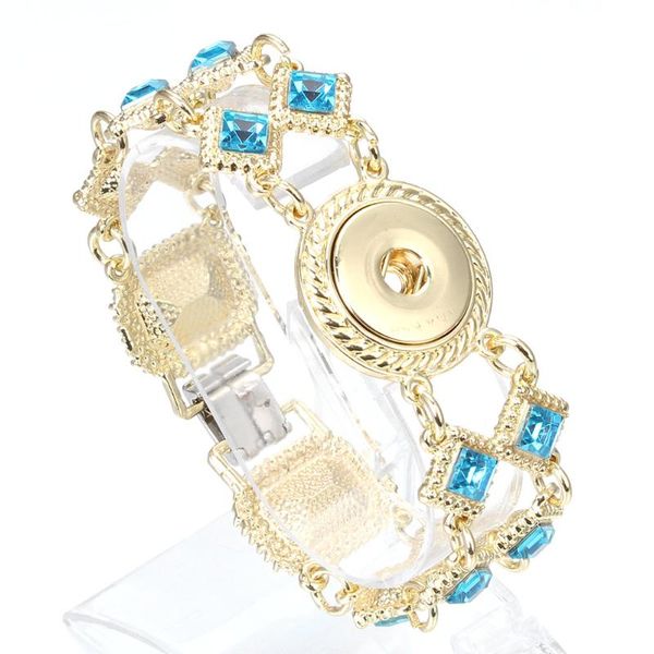 

charm bracelets fashion charms crystal snap bracelet fit 18mm buttons gold for women jewelry wholesale ze376, Golden;silver