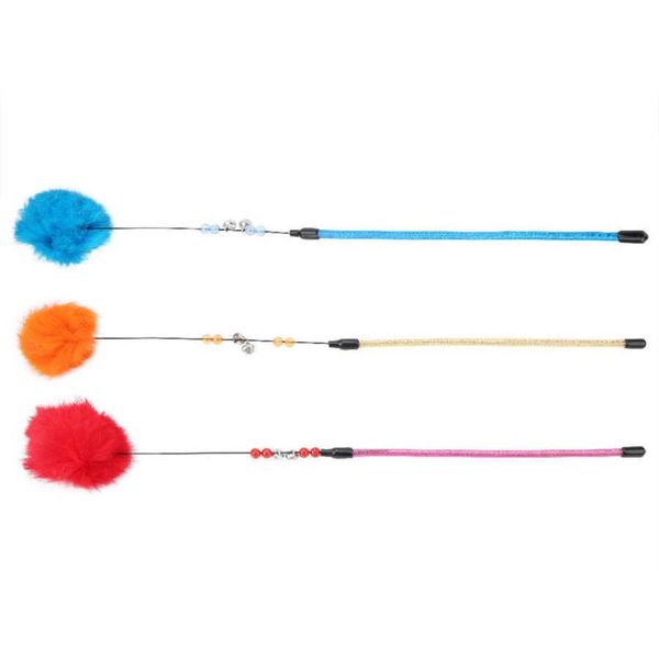 

cat toys colorful teaser wand beads with bell funny interactive play chaser toy