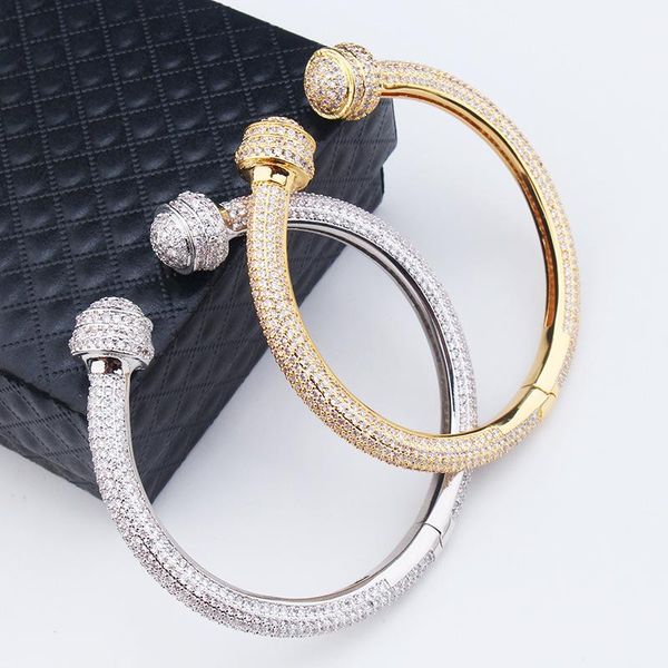 

bangle fashion light luxury gold color bracelet for women temperament inlaid zircon u shaped ring party bride wedding jewelry, Black