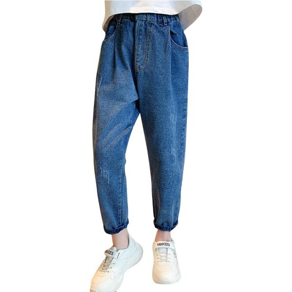 

jeans for girls ripped girl's jeans spring autumn kids casual style children's clothes 6 8 10 12 14, Blue