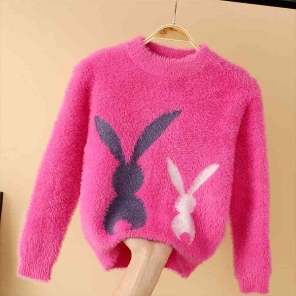 

cartoon animals sweater pullover trendy girl thick knit clothes boy long sleeves children winter shirt warm kids, Blue