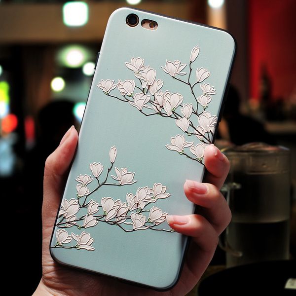 

3d emboss cases for iphone 11 pro xs max x xr 6 s 7 8 plus fitted case art floral flower phone coque soft tpu silicon back cover