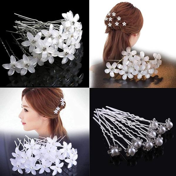 

hair clips & barrettes women u-shaped pin metal barrette clip hairpins simulated pearl bridal tiara accessories wedding hairstyle design too, Golden;silver