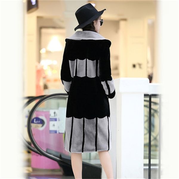 

big size fake rabbit fur coat n18 af7m, Black