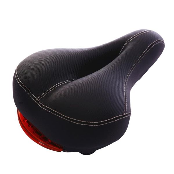 

bike saddles comfortable men seat pad leather wide saddle cushion with taillight waterproof dual spring designed brea