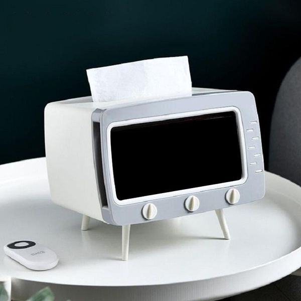 

tissue boxes & napkins retro tv box shaped cell phone holder dispenser storage multi container napkin case organizer ef