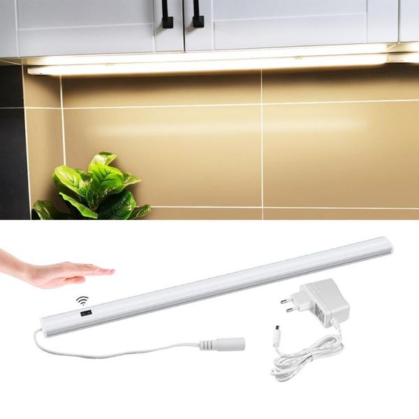 

hand waving sensor control led lights 12v cabinet kitchen lamp emergency night lamp 30cm 40cm 50cm + 220v power adapter eu plug
