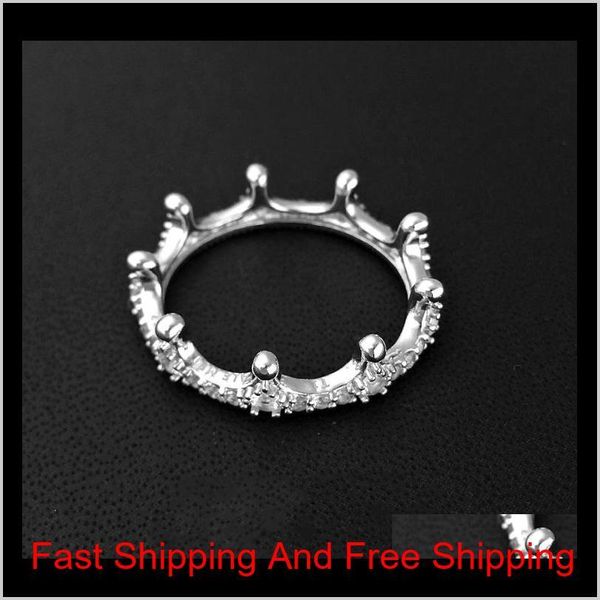 

luxury 925 sterling silver crystal zircon gemstone crown rings original box for pandora silver jewelry engagement wedding lovers coupl su9ld