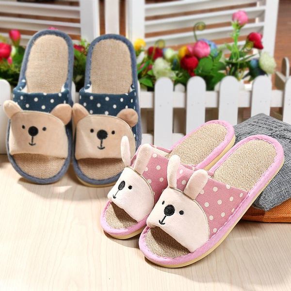 

slippers shoes women summer linen antiskid sandals winter sandalias mujer, Black