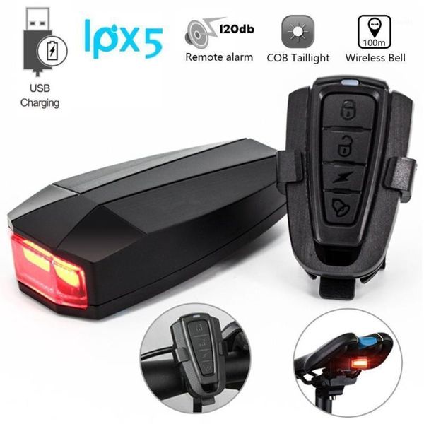 

new 4-in-1 bicycle bike security lock wireless alarm anti-theft remote control taillight kit waterproof bicycle lamp accessories1