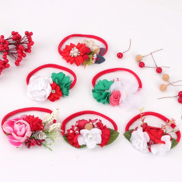 

hair accessories cn 2021 children christmas flower headband festival party decorations cute girl baby headbands, Slivery;white