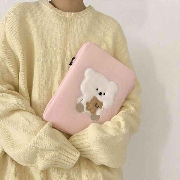 

cute bear 11 13 cosmetic bags inch tablet case cartoon sleeve lapbag cover girls storage student pink ipad liner
