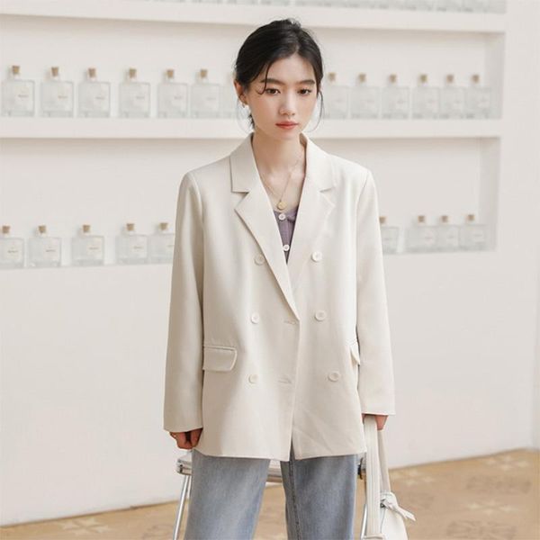 

women's suits & blazers high-end blouse clothing white design style long sleeve double-breasted hong kong suit version, White;black