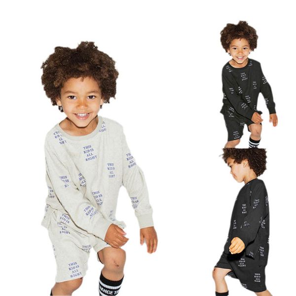 

kids clothing sets boy suit boys outfits children clothes children's autumn/winter long-sleeved printed shorts two-piece b9404, White