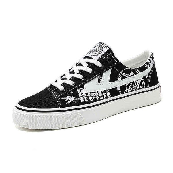 

men's sho 2021 winter graffiti low couple canvas student fashion leisure men's and women's board huili