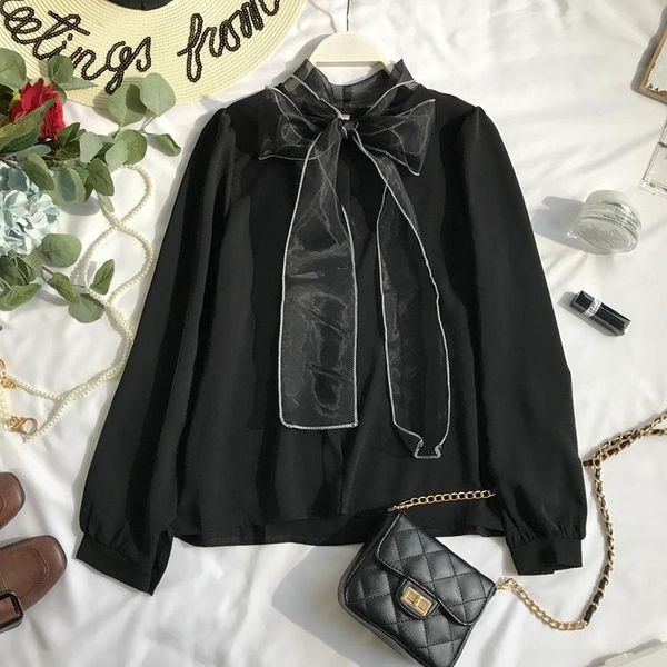 

women's blouses & shirts bow chiffon women blouse and 2021 summer office lady elegant white outwear coat