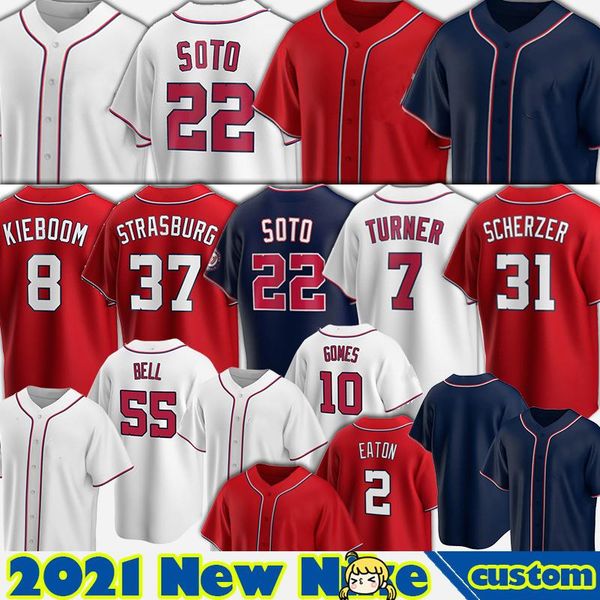 

22 juan soto washington jerseys 7 trea turner 31 max scherzer 8 carter kieboom kyle schwarber josh bell starlin castro baseball victor, Blue;black