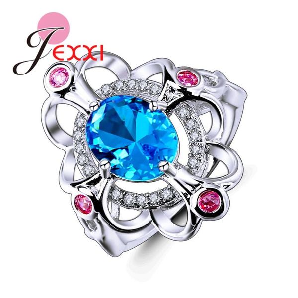 

wedding rings 925 sterling silver jewelry punk ring big charms cubic zircon for women statement finger wholesale price, Slivery;golden