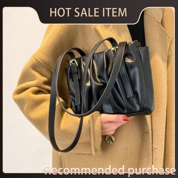 

vintage shoulder fashion pu 2021 bags new pleated armpit leather women's designer bag handbag capacity high-quality high elgfa