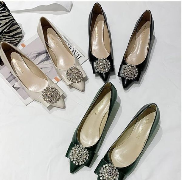 

dress shoes nice black rhinestones basic pumps crystal diamond buckle work fashion high heels woman zapatilla mujer