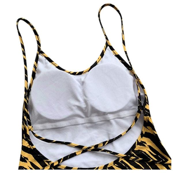 

women's animal print lace up high cut backless monokini one piece swimsuit