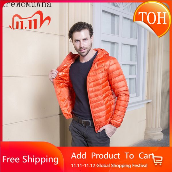 

5xl new lightweight down jacket 6xl men's stand-up collar hooded short casual ultra-thin young and middle-aged clothing, Black