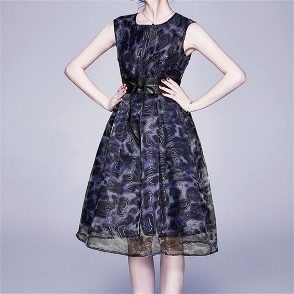 

designer runway dress summer women loose plus size casual es gold print sleeveless tank vestidos 210603, Black;gray
