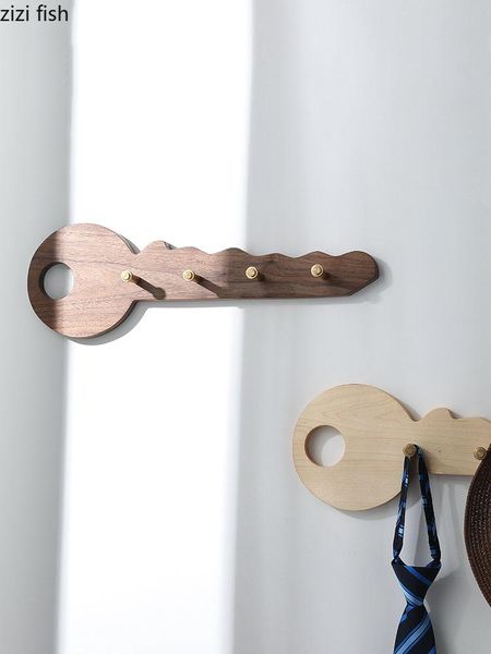 

towel racks walnut wood key shaped wall hooks home clothing storage tools brass hook coat rack room backdrop decoration decor modern