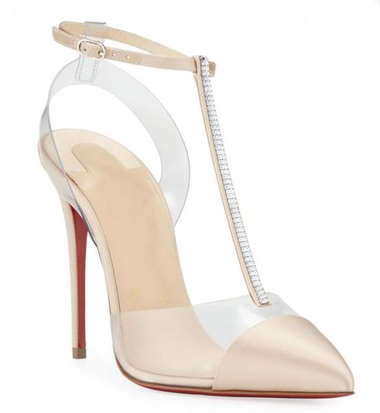 

eveningwear nosy strass satin sandals pointed toe women stiletto heel red bottom pumps nude black pvc high heels party dress bridal