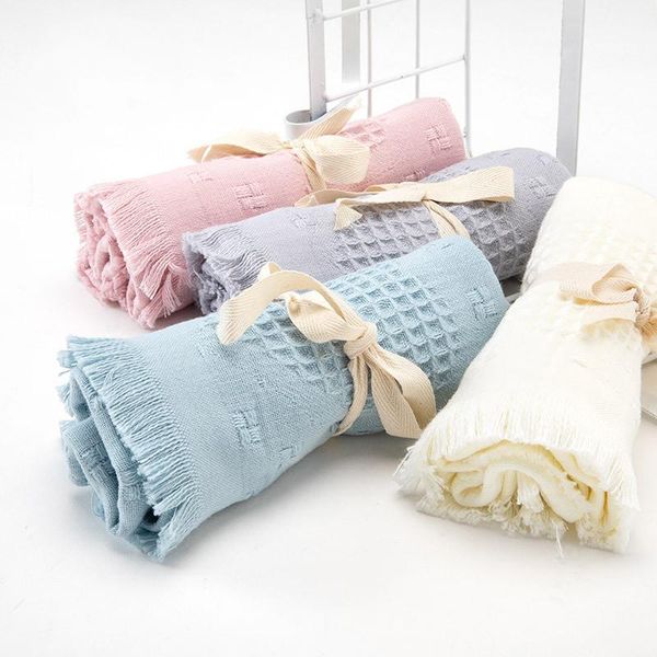 

towel 100% cotton face waffle wedding love gift purple blue pink with tassel