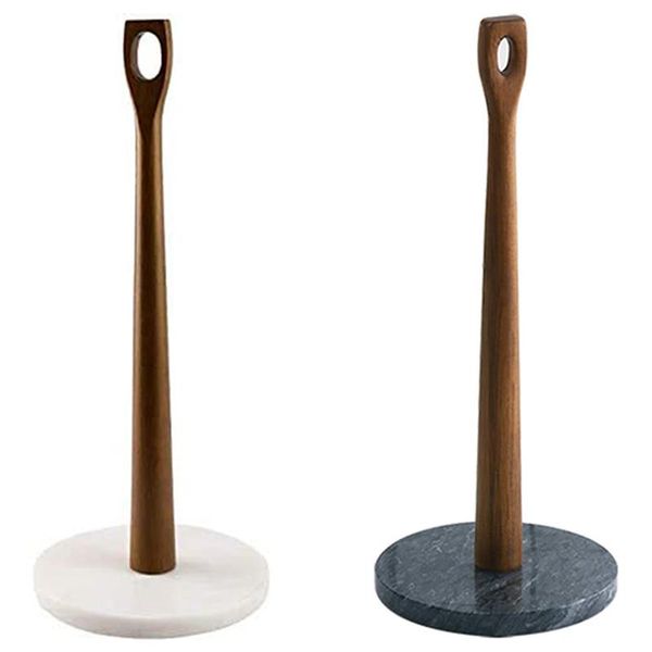 

toilet paper holders marble base towel holder dispenser and acacia 14.5 inches tall