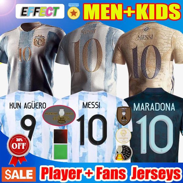 

argentina soccer jersey fans and player version 2021 copa america messi dybala aguero football shirt men + kids kit sets uniforms 2021, Black;yellow