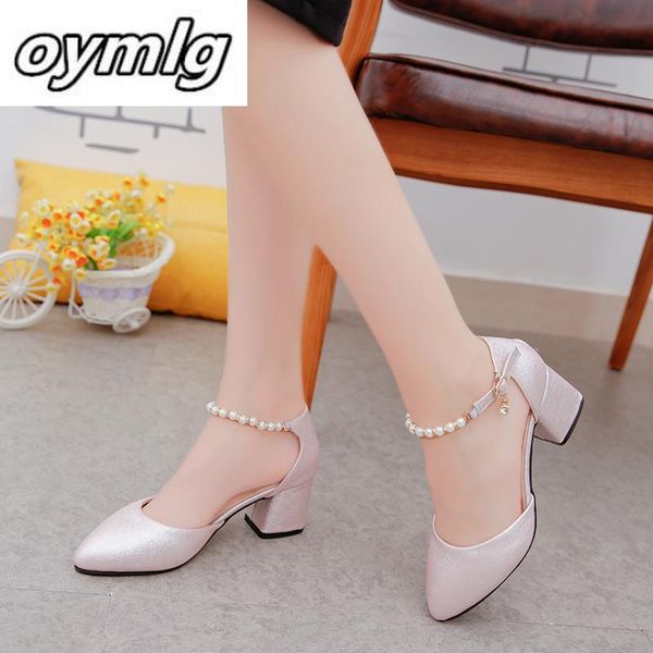 

dress shoes 2021 spring and summer with the female shallow baotou sandals rough 6 cm high heels sandalias femeninas x63, Black