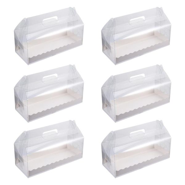 

6pcs cake container transparent cake box storage box paper dessert