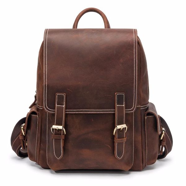 

backpack genuine leather crazy horse bookpack shoulder bags schoolbag