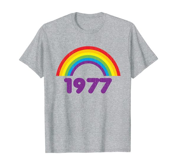 

70s tshirts for women vintage 1977 rainbow rough, White;black