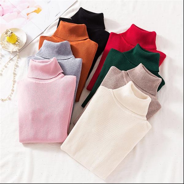 

vintage turtleneck female sweater solid winter warm long sleeve sweater casual slim knitted pullovers women knitting sweater, White;black