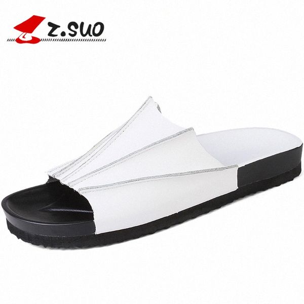 

z.suo 2017 summer fashion collocation cow split leather eva sole mens sandals solid color leisure british style shoes zs18105 y80f#, Black