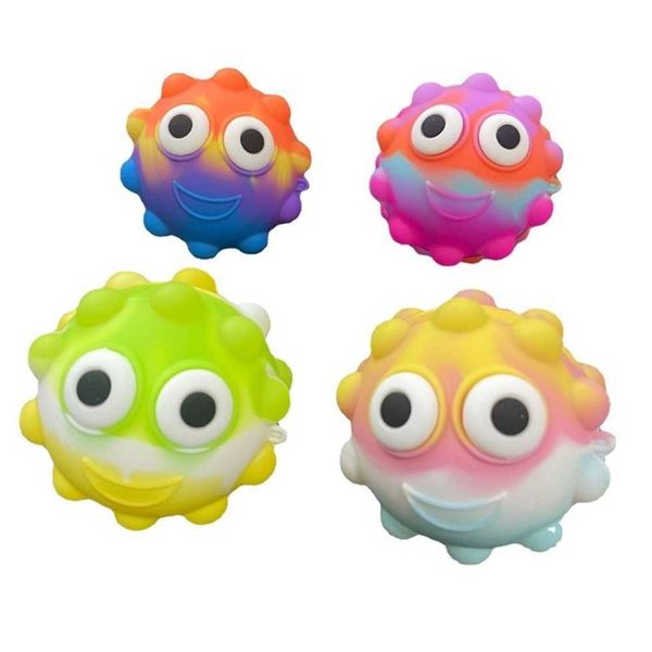 

2021 christmas silicone kneading ball 3d cute cartoon decompression bubble grip balls fingertip led fashion party toy tie dye rainbow kids g