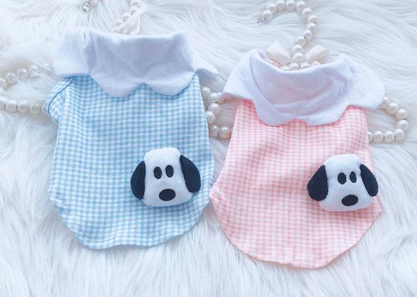 

dog apparel short style spring and summer vests for dogs with flower collar pet clothing small puppy shirt blue pink colors clothes
