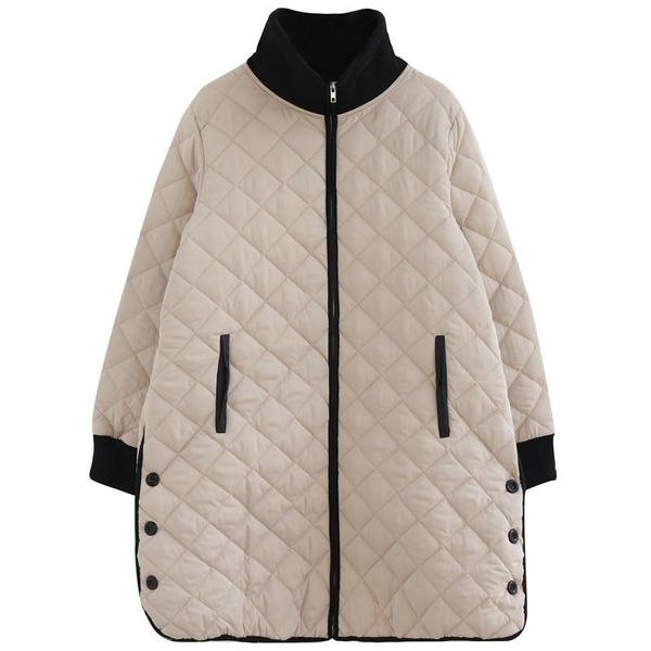 

women's down & parkas padded women nice winter plus size loose quilted thickening diamond long section sleeve solid color cotton coat l, Black